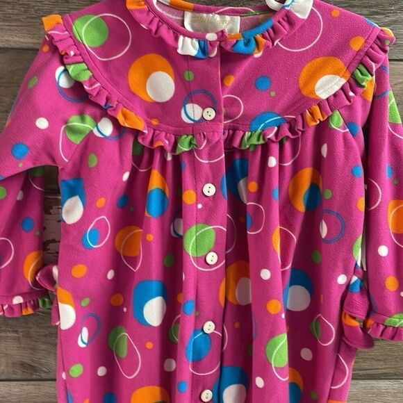 STRAUSBURG Infant Girl Footed Button Up Ruffles Bubble Print Sleeper Size 18M - Picture 4 of 9